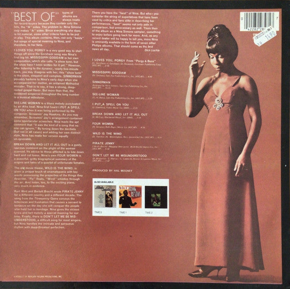 Nina Simone : The Best Of Nina Simone (LP, Comp, RE)
