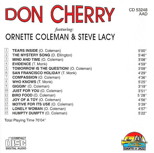 Don Cherry featuring Ornette Coleman & Steve Lacy : Don Cherry (CD, Comp)