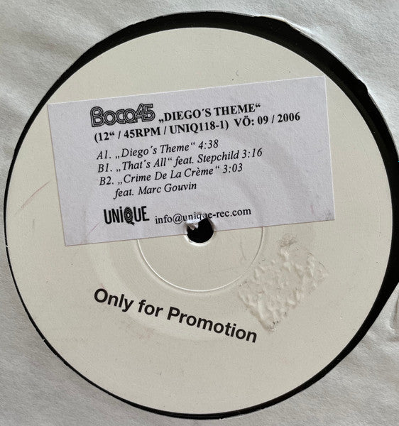 Boca 45 : Diego's Theme (12", Promo)