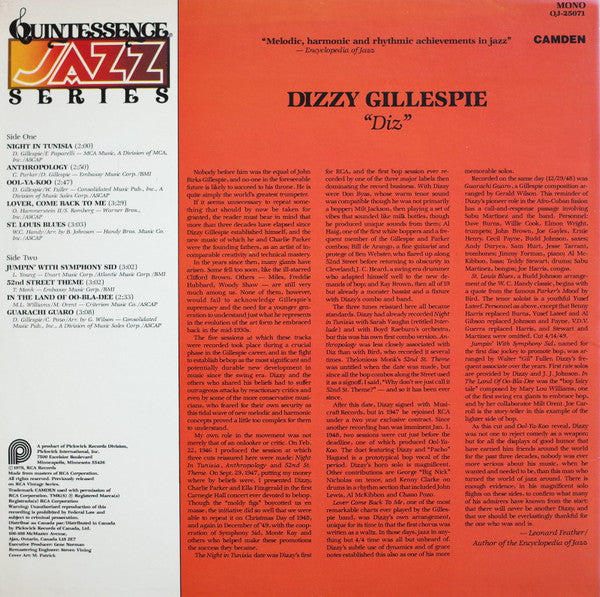 Dizzy Gillespie : "Diz" (LP, Comp, Mono, RE, RM)