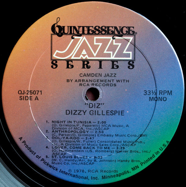 Dizzy Gillespie : "Diz" (LP, Comp, Mono, RE, RM)