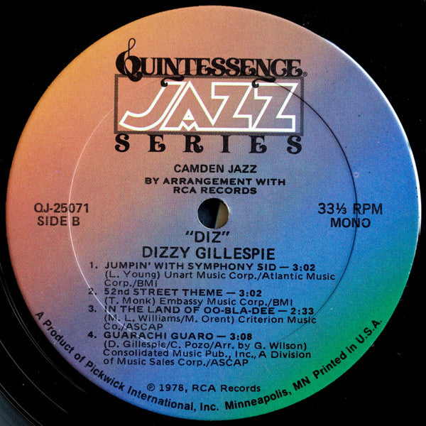 Dizzy Gillespie : "Diz" (LP, Comp, Mono, RE, RM)
