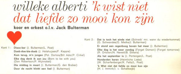 Willeke Alberti : 'k Wist Niet Dat Liefde Zo Mooi Kon Zijn (LP, Mono)