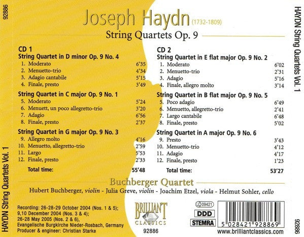 Joseph Haydn - Buchberger Quartett : String Quartets Op. 9 (2xCD)
