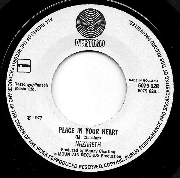 Nazareth (2) : Place In Your Heart (7", Single)