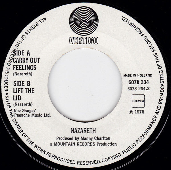 Nazareth (2) : Carry Out Feelings (7", Single)