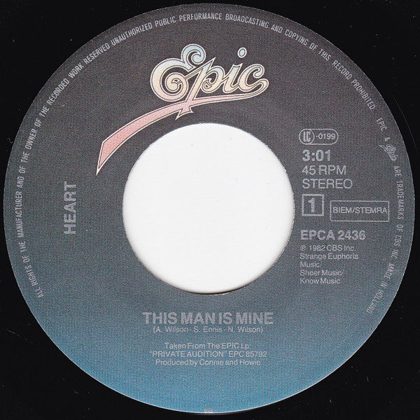 Heart : This Man Is Mine (7", Single)