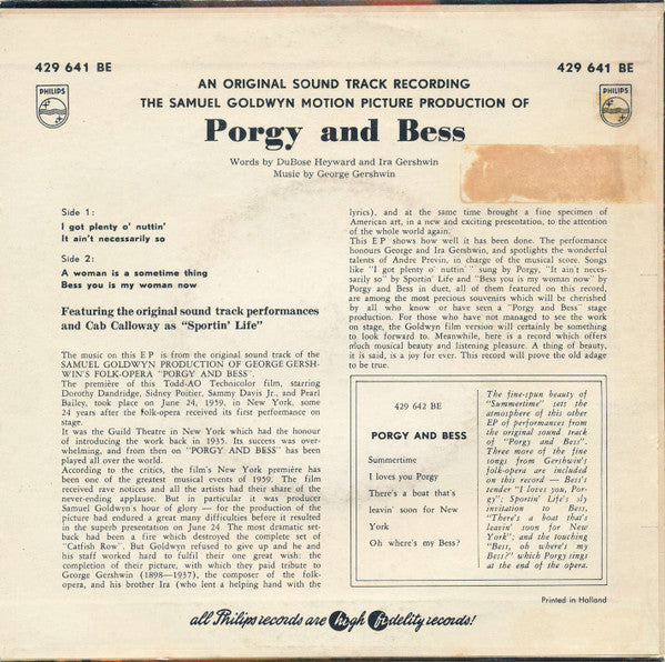 Samuel Goldwyn : Porgy And Bess (7", EP, Mono)