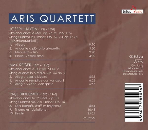 Joseph Haydn, Max Reger, Paul Hindemith, Aris Quartett : Haydn · Reger · Hindemith (CD, Album)