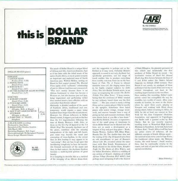 Dollar Brand : This Is Dollar Brand (LP, Album)