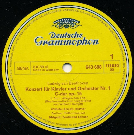 Ludwig van Beethoven - Wilhelm Kempff - Berliner Philharmoniker, Ferdinand Leitner : 5 Klavierkonzerte (4xLP, Comp + Box)