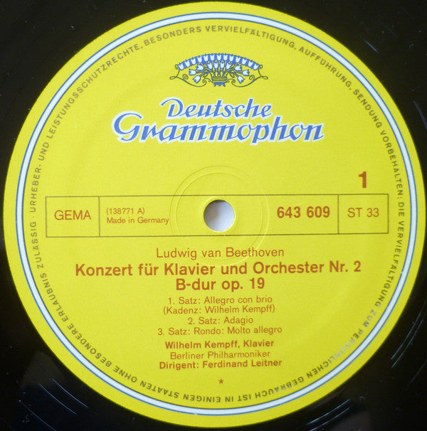 Ludwig van Beethoven - Wilhelm Kempff - Berliner Philharmoniker, Ferdinand Leitner : 5 Klavierkonzerte (4xLP, Comp + Box)
