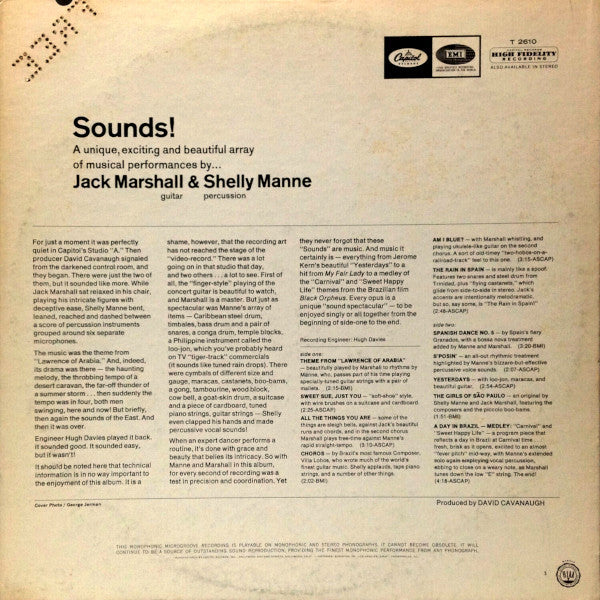 Jack Marshall & Shelly Manne : Sounds! (LP, Album, Mono)