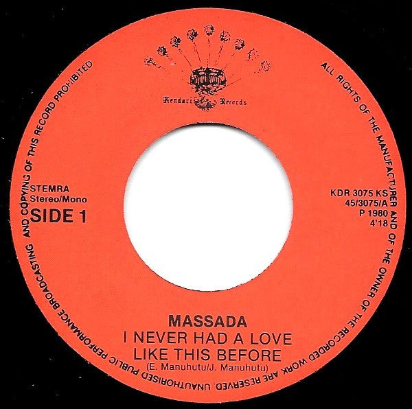 Massada (2) : I Never Had A Love Like This Before (7", Single)