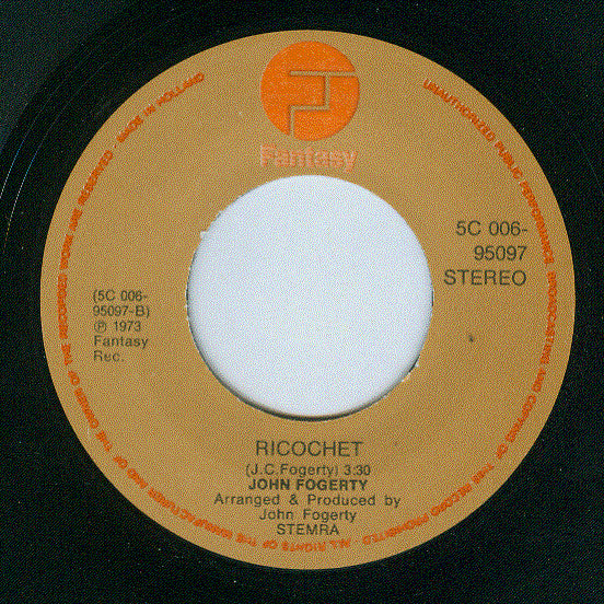 John Fogerty : Comin' Down The Road / Ricochet (7", Single)