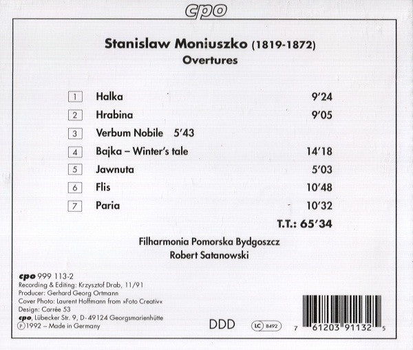 Stanisław Moniuszko - Filharmonia Pomorska, Robert Satanowski : Overtures (CD, Album)
