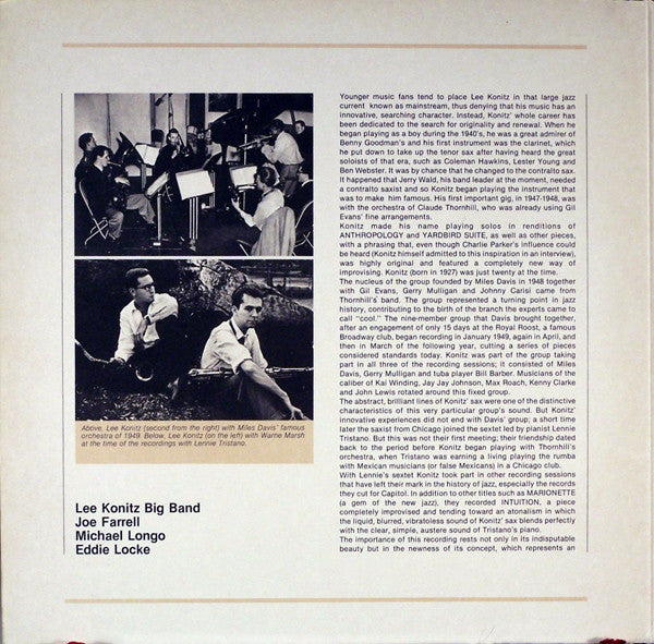 Lee Konitz Big Band, Joe Farrell, Michael Longo, Eddie Locke : Europa Jazz (LP, Album, Gat)