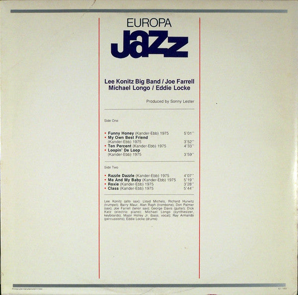 Lee Konitz Big Band, Joe Farrell, Michael Longo, Eddie Locke : Europa Jazz (LP, Album, Gat)