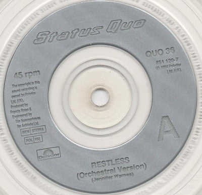 Status Quo : Restless (7", Single, Ltd, Cle)
