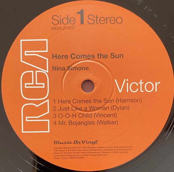 Nina Simone : Here Comes The Sun (LP, Album, RE, RM, RP, 180)