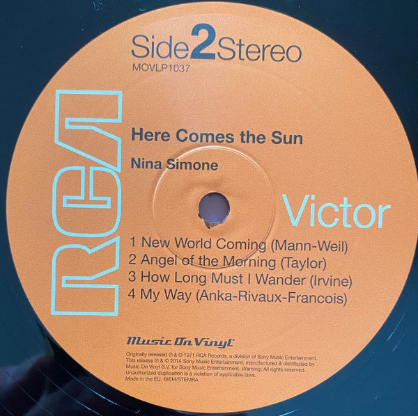 Nina Simone : Here Comes The Sun (LP, Album, RE, RM, RP, 180)