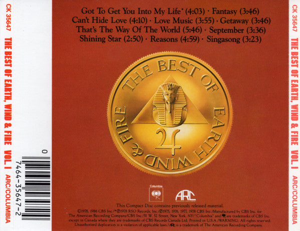 Earth, Wind & Fire : The Best Of Earth Wind & Fire Vol. I (CD, Comp, RE, Son)