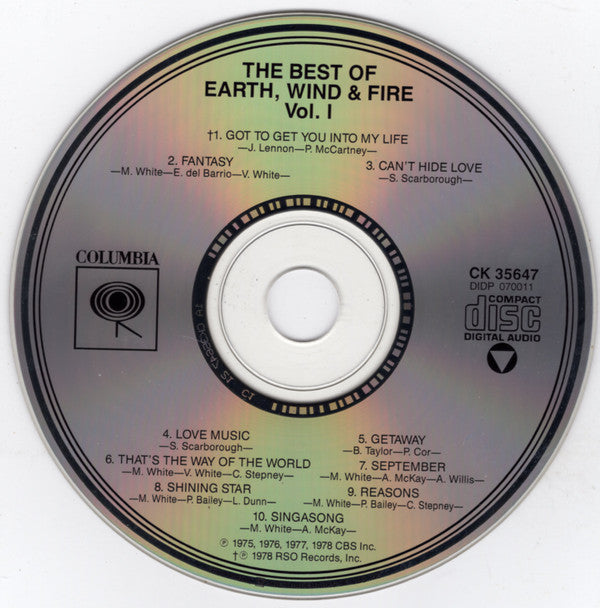 Earth, Wind & Fire : The Best Of Earth Wind & Fire Vol. I (CD, Comp, RE, Son)