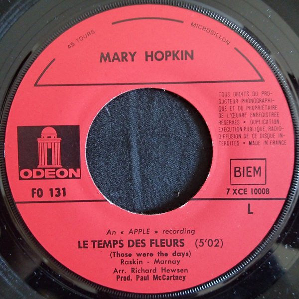 Mary Hopkin : Le Temps Des Fleurs (Those Were The Days) (7", Single)