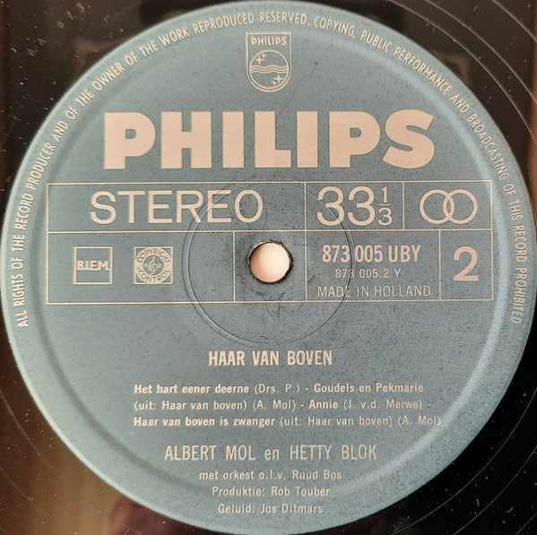 Albert Mol En Hetty Blok : Haar Van Boven ... (LP, Album)