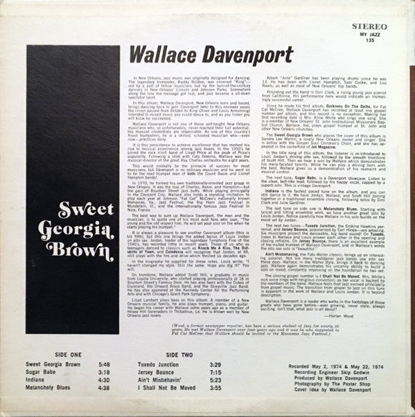 Wallace Davenport : Sweet Georgia Brown (LP, Album)