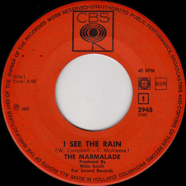 The Marmalade : I See The Rain (7", Single, Mono)