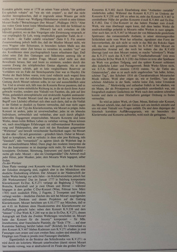 Murray Perahia, Wolfgang Amadeus Mozart, English Chamber Orchestra : Mozart Concerti, No. 21, K. 467, C Major, No. 9, K.271 E Flat (LP, Album, Gat)