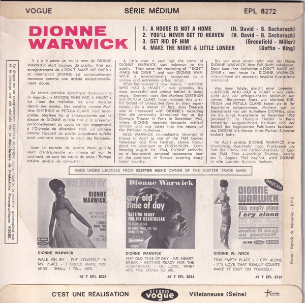 Dionne Warwick : A House Is Not A Home (7", EP)