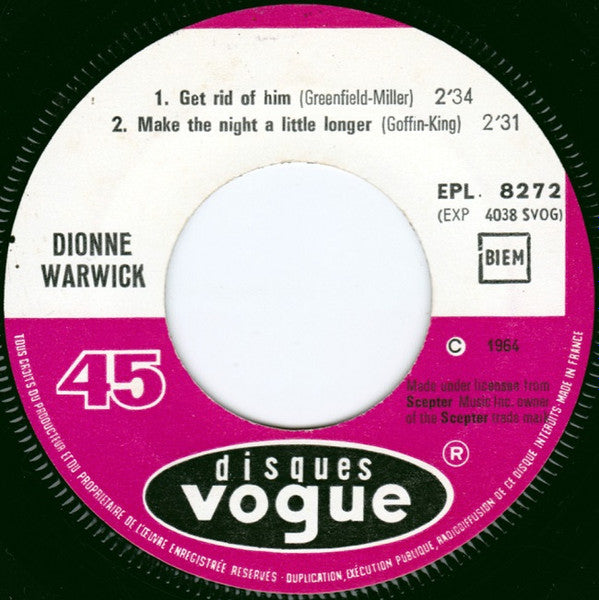Dionne Warwick : A House Is Not A Home (7", EP)