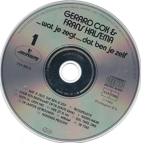Frans Halsema & Gerard Cox : ...Wat Je Zegt..., Dat Ben Je Zelf Deel 1 En 2 (2xCD, Comp)