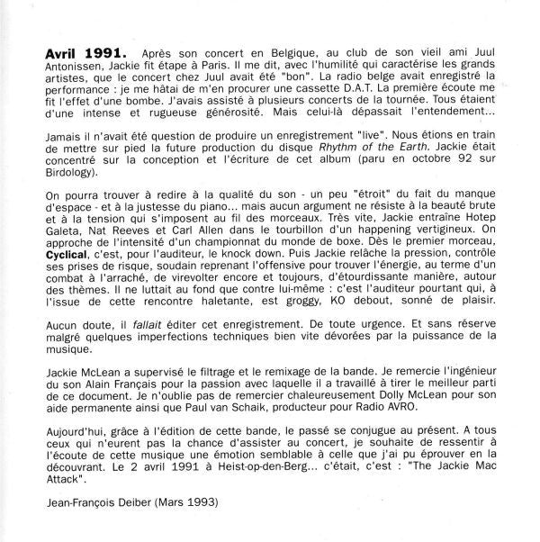 Jackie McLean : The Jackie Mac Attack - Live (CD, Album)