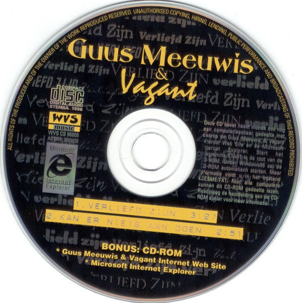 Guus Meeuwis & Vagant : Verliefd Zijn (CD, Single, Enh)