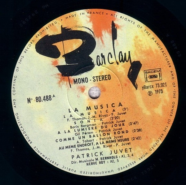 Patrick Juvet : La Musica (LP, Album)
