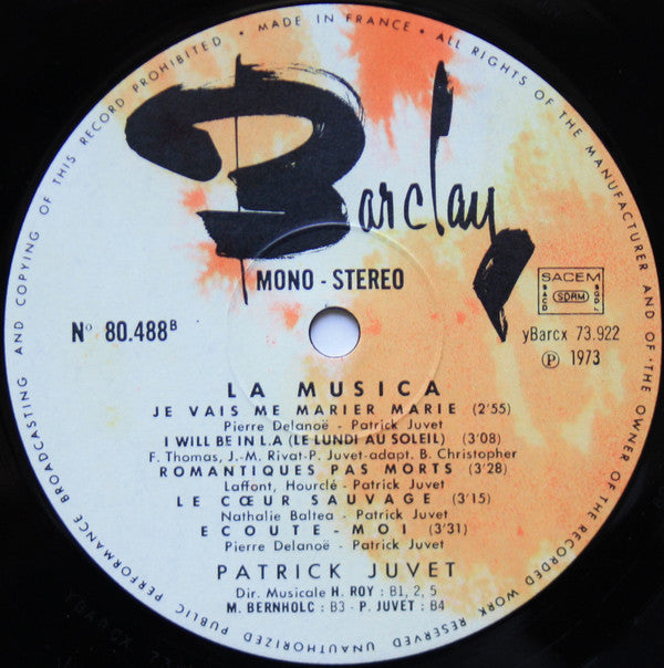 Patrick Juvet : La Musica (LP, Album)