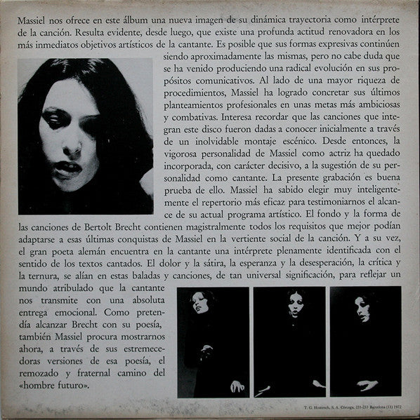 Massiel • Brecht* : Canciones Y Baladas De Bertolt Brecht (LP, Album, Gat)