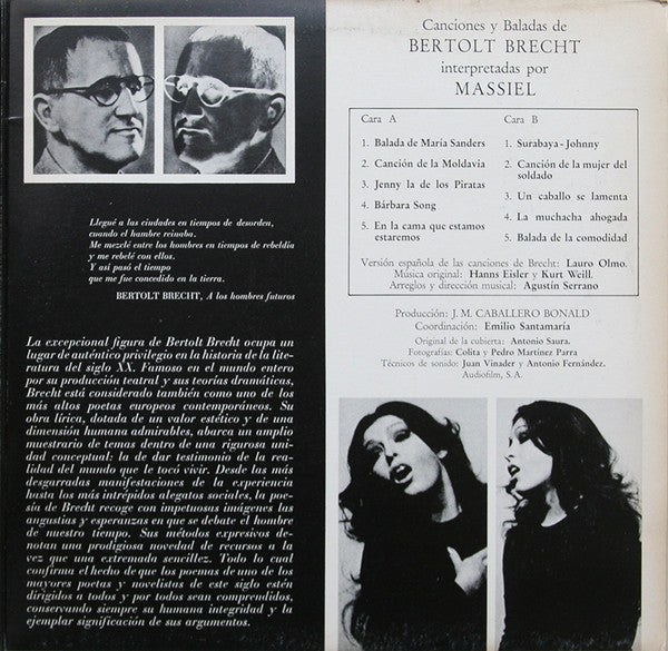 Massiel • Brecht* : Canciones Y Baladas De Bertolt Brecht (LP, Album, Gat)