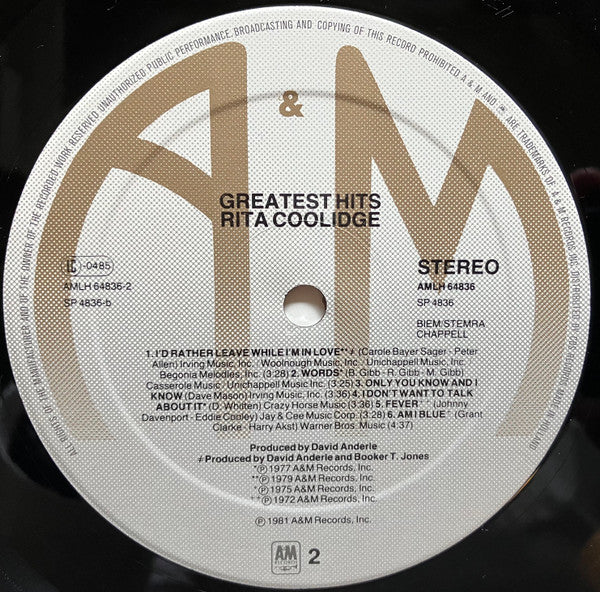 Rita Coolidge : Greatest Hits (LP, Comp)