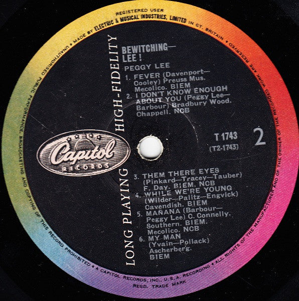 Peggy Lee : Bewitching Lee! (LP, Comp, Mono)