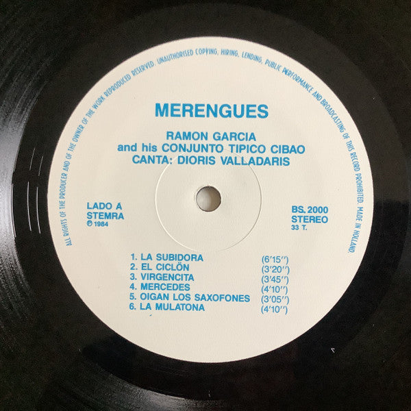 Ramon Garcia Con Su Conjunto Tipico Cibaeño* Canta Dioris Valladares : Merengues (LP, Album)