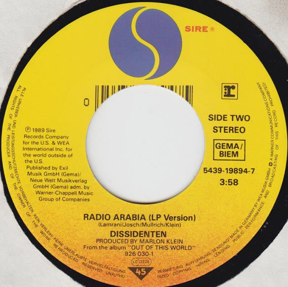 Dissidenten : Out Of This World (7", Single)