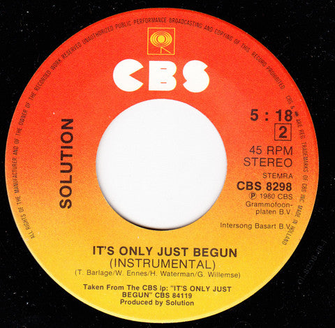 Solution (4) : ...It's Only Just Begun... (7", Single)