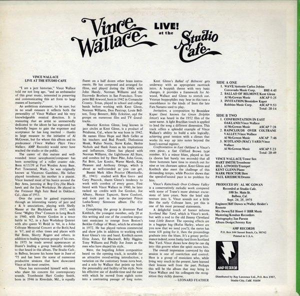 Vince Wallace : Live! At The Studio Cafe (LP)