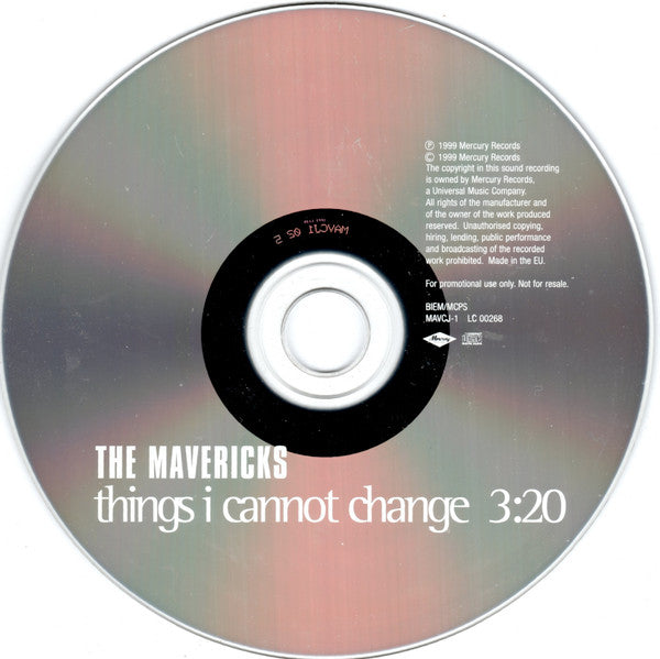 The Mavericks : Things I Cannot Change (CD, Single, Promo)