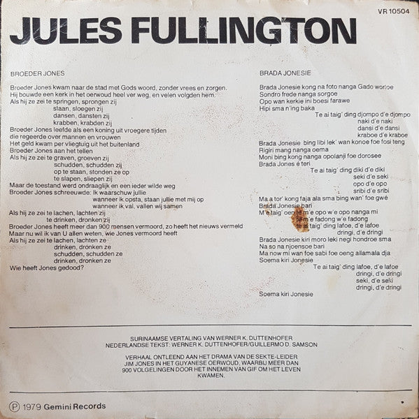 Jules Fullington : Brada Jonesie (7", Single)