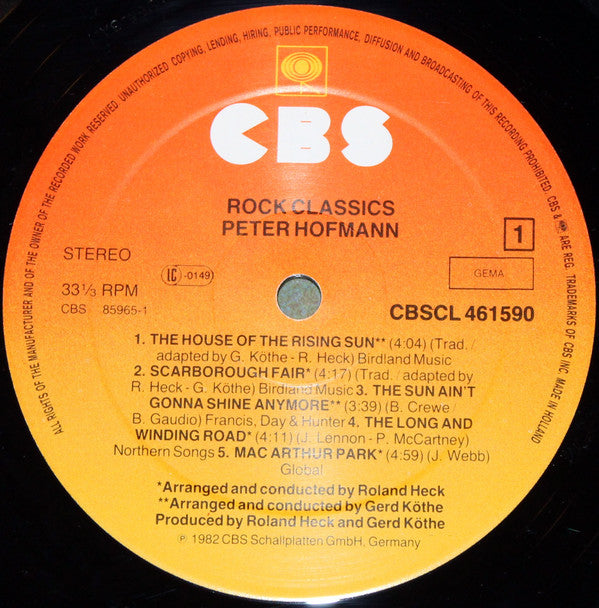 Peter Hofmann : Rock Classics (LP, Club)